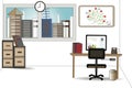 Office desks, computer vector graphics - concept of business.