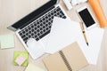 Office desktop with devices and supplies Royalty Free Stock Photo