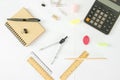 Office desktop with various objects Royalty Free Stock Photo