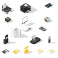 Office detailed isometric icon set