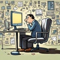 Office Dilemma - Retro Comic Illustration