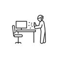 Office disinfection black line icon. Cleaning service. Pictogram for web, mobile app, promo. UI UX design element.