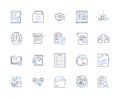 Office documentation outline icons collection. Office, Documentation, Files, Paperwork, Records, Manuals, Guidelines Royalty Free Stock Photo