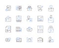 Office documentation outline icons collection. Office, Documentation, Files, Paperwork, Records, Manuals, Guidelines Royalty Free Stock Photo