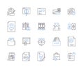 Office documentation outline icons collection. Office, Documentation, Files, Paperwork, Records, Manuals, Guidelines Royalty Free Stock Photo