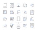 Office documentation outline icons collection. Office, Documentation, Files, Paperwork, Records, Manuals, Guidelines Royalty Free Stock Photo