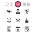 Office, documents and business icons. Royalty Free Stock Photo