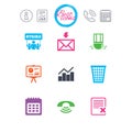 Office, documents and business icons. Royalty Free Stock Photo