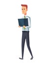 Office documents from copier. Office worker with stack of documents. Concept man of office work Royalty Free Stock Photo
