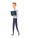 Office documents from copier. Office worker with stack of documents. Concept man of office work Royalty Free Stock Photo