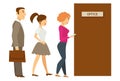 Office door line woman and man businessman and secretary