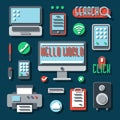 Office electronic devices for business. Vector