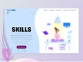 Office employee improves his skills homepage template for website or landing page.