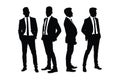 Office employee silhouette vector bundle. Anonymous businessmen wearing suits set vector on a white background. Male model