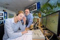 Office employees having argument at workplace Royalty Free Stock Photo