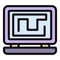 Office engineer laptop icon color outline vector Royalty Free Stock Photo