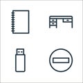 office equipment line icons. linear set. quality vector line set such as caution, usb flash drive, desk