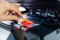 Office equipment maintenance and service - hand replace inkjet printer cartridge