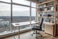 office with ergonomic furniture, natural light, and inspirational view