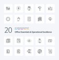 20 Office Essentials And Operational Exellence Line icon Pack like gammer hacker chart secret society