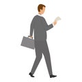 Office executive walking and holding briefcase. Man in suit carrying suitcase. CEO lifestyle. Career path. Businessman sign. Royalty Free Stock Photo