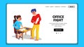 Office Fight Colleagues People Quarrel Vector Illustration