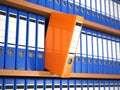 Office file binders on shelf. Archive. Royalty Free Stock Photo