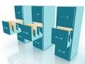 Office filing cabinets with open drawers Royalty Free Stock Photo