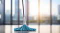 Office floor cleaning service with unrecognizable person cleaning and blurred background