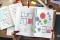 Office Floor Plan Sketch Drawing Concept Royalty Free Stock Photo