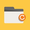 Office Folder. Business Folder Icon in flat design with reload symbol at right side.