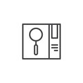 Office folder and magnifier outline icon