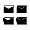Office folder set. Folder with documents, opened and closed folders