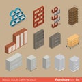 Office folder storage cabinet flat vector isometric furniture