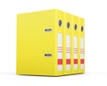 Office folders standing in a row. Yellow ring binders. 3d render Royalty Free Stock Photo