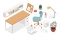 Office furniture - modern vector colorful isometric illustrations set Royalty Free Stock Photo