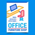 Office Furniture Shop Promotional Poster Vector Royalty Free Stock Photo