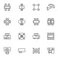 Office furniture top view line icons set Royalty Free Stock Photo