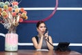 Office Girl, Receptionist, Clark, and asian business woman Royalty Free Stock Photo