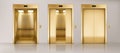 Office hallway with golden elevators Royalty Free Stock Photo