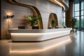 Office or hotel, an empty modern reception desk invites visitors