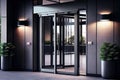 office or hotel entrance with modern automatic sliding doors for quick and easy access
