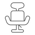 Office hydraulic chair with headrest thin line icon, furniture concept, revolving armchair vector sign on white