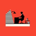 Bold Modernism: Silhouette Of Office Worker In Isotype Style