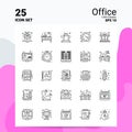 25 Office Icon Set. 100% Editable EPS 10 Files. Business Logo Concept Ideas Line icon design Royalty Free Stock Photo