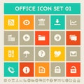 Office 1 icon set. Multicolored square flat buttons Royalty Free Stock Photo