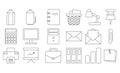 Office icon set. Thin line design Editable. Stationery. Vector outline icons. Isolated. White background. Royalty Free Stock Photo