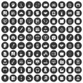 100 office icons set black circle Royalty Free Stock Photo