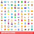 100 office icons set, cartoon style Royalty Free Stock Photo