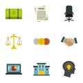 Office icons set, flat style Royalty Free Stock Photo